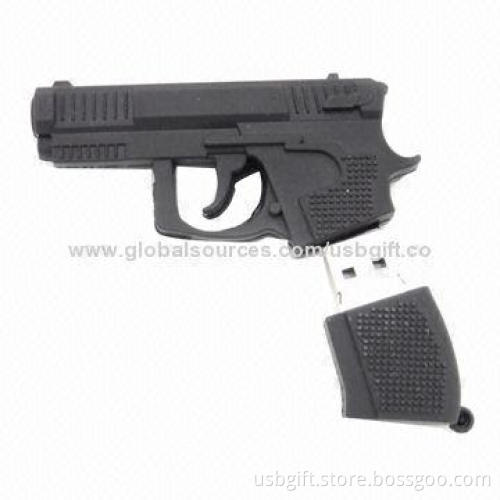 USB Flash Drive, 8GB, simulation gun style, PVC material, OEM and ODM orders welcomed